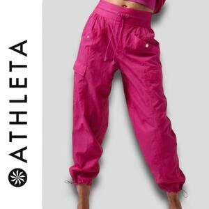 ATHLETA NWT ATHLETA ALICIA KEYS HIGH WAIST CARGO PANT PINK BARBIE TRACK 2X 22